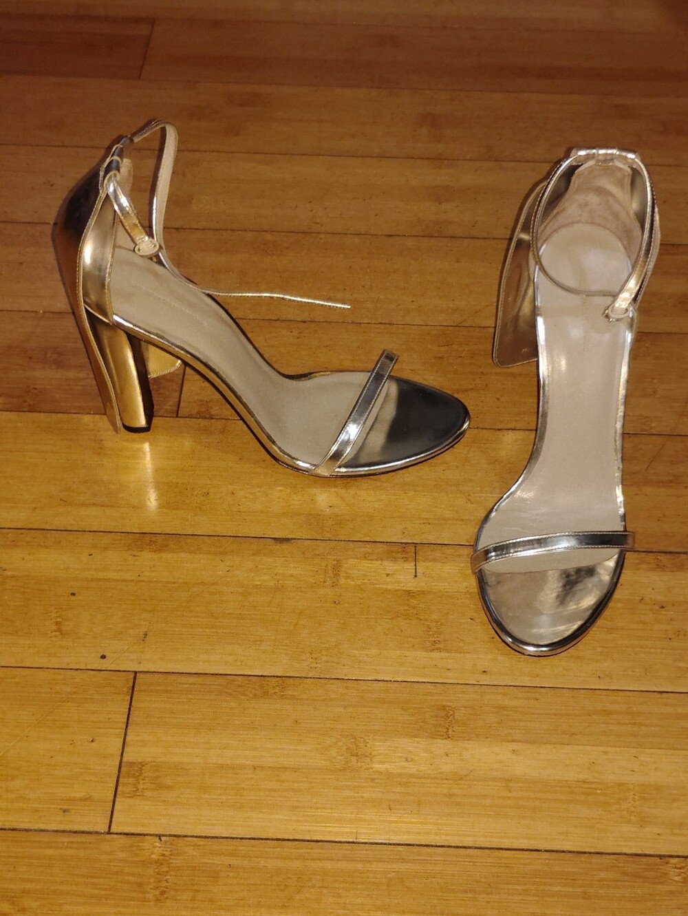 Alexander Wang Fabiana Metallic Silver Ankle-Strap Block Heels Sz 41